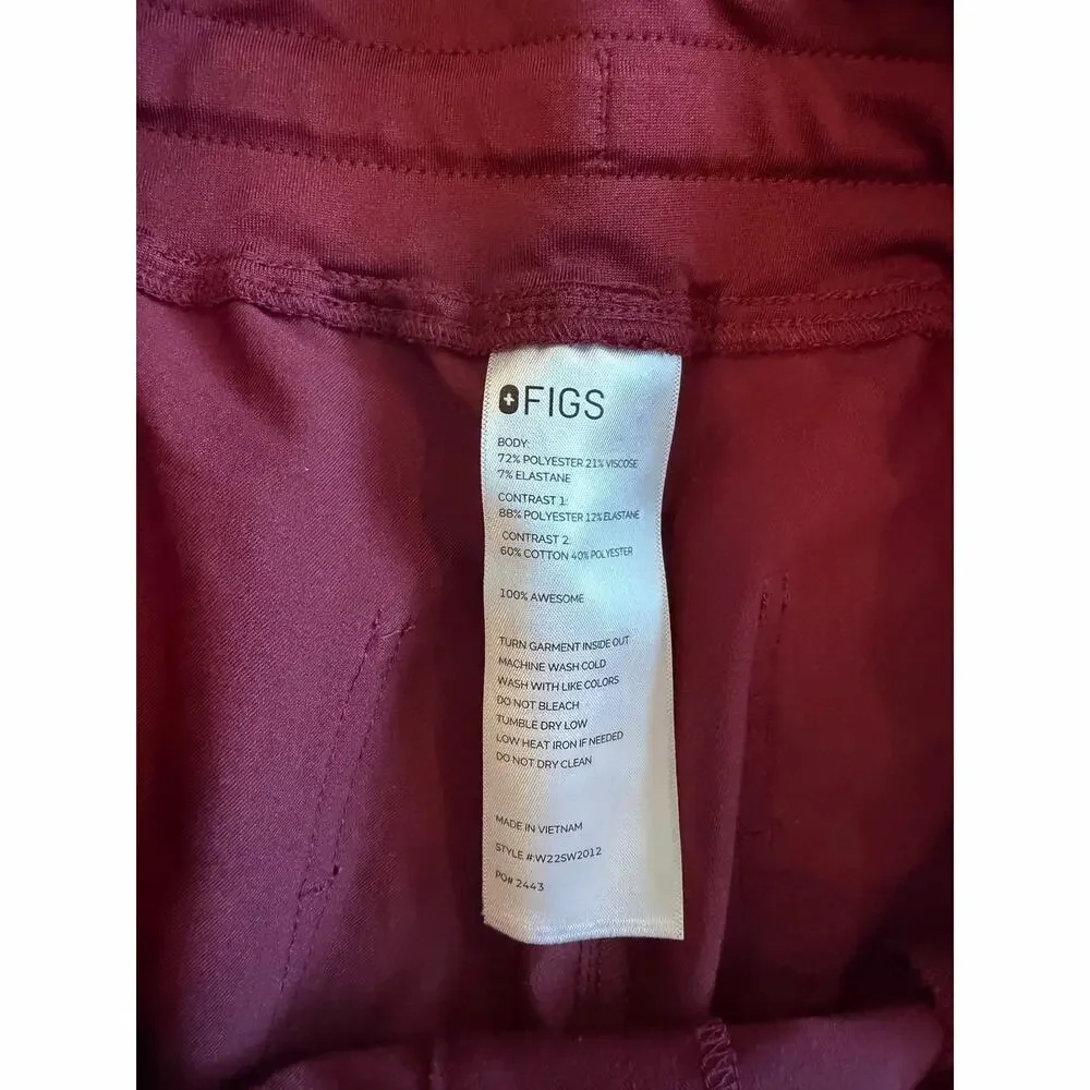FIGS Technical Collection Jogger Scrub Pants Burgundy Wine women’s XL